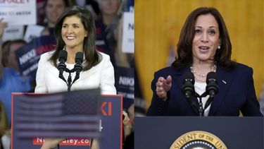 La aspirante republicana a la Casa Blanca Nikki Haley y la vicepresidenta Kamala Harris