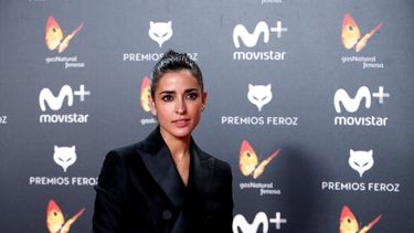 La actriz española Inma Cuesta posa en la alfombra roja de los premios Feroz, en Madrid. 