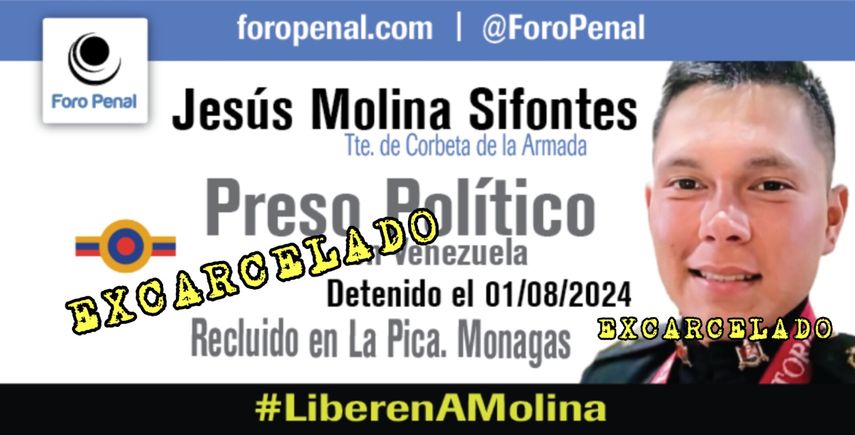 La detención del Teniente Jesús Molina Sifontes, de 27 años, ocurrió luego de las elecciones presidenciales del 28 de julio de 2024, cuando la oposición denunció fraude del chavismo