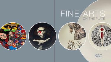 Algunos platos de la exposición Fine Arts On The Plate, o “Bellas artes en el plato”, en el Kendall Art Center.&nbsp;