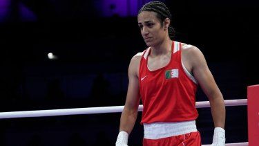 Imane Khelif, de Argelia, después de vencer a la italiana Angela Carini en su combate de peso ligero femenino de los Juegos Olímpicos, el jueves 1 de agosto de 2024, en Villepinte, Francia.&nbsp;