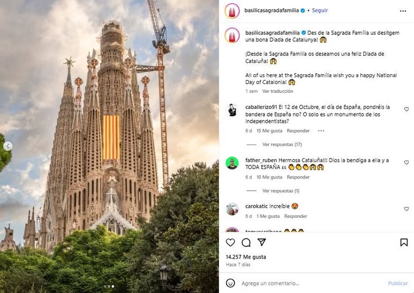 Basílica de la Sagrada Família en Barcelona, España.&nbsp;