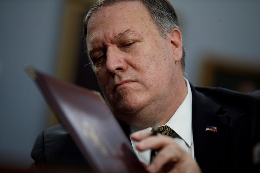 Mike Pompeo, secretario de Estado de EEUU, en una comparecencia ante un comité del Congreso en el Capitolio, en Washinton DC.