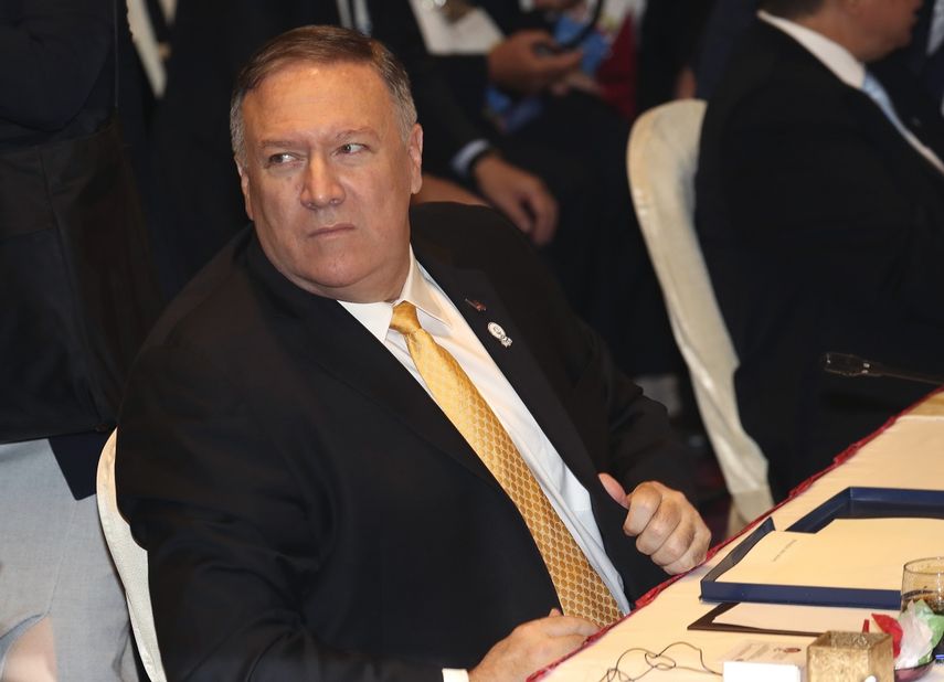 El secretario de Estado, Mike Pompeo, asiste a la reuni&oacute;n Cumbre del Este de Asia en Bangkok, Tailandia, el viernes 2 de agosto de 2019.