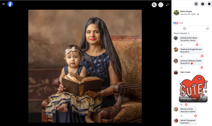 Una publicación de Neha Gupta en Facebook.&nbsp;