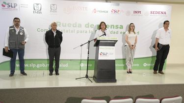 La Secretaria de Salud en el Estado, M&oacute;nica Liliana Rangel Mart&iacute;nez, durante la conferencia de prensa del 26 de marzo de 2020.&nbsp;