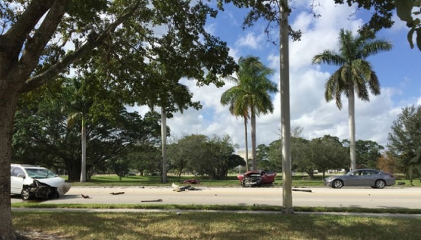 Escena del accidente ocurrido en la localidad de Davie, en el sur de la Florida.&nbsp;