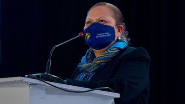 La fiscal general Consuelo Porras entrega su cuarto informe anual, en la Ciudad de Guatemala.