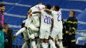 Los jugadores del Real Madrid celebran un tanto del francés Karim Benzema/Archivo