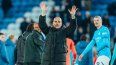 El técnico español Pep Guardiola celebra los 500 juegos dirigidos con el Manchester City&nbsp;
