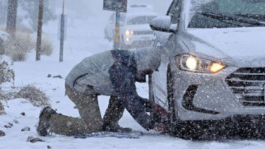 Escena de la tormenta invernal cerca de Wrightwood, California, el 12 de diciembre de 2022.&nbsp; &nbsp;
