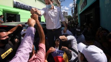 El presidente encargado de Venezuela, Juan Guaidó, durante un acto político.