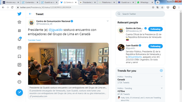 guaido se reune en canada con embajadores del grupo de lima