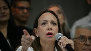 La líder opositora venezolana, María Corina Machado, durante su intervención en un encuentro de la oposicion en Panamá.
