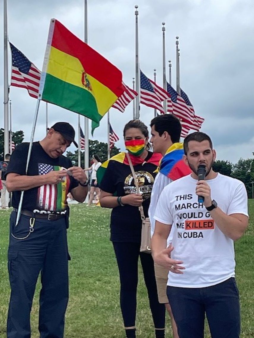 Protesta de Cuban Freedom March en Washington a dos días del 11 de julio.&nbsp;