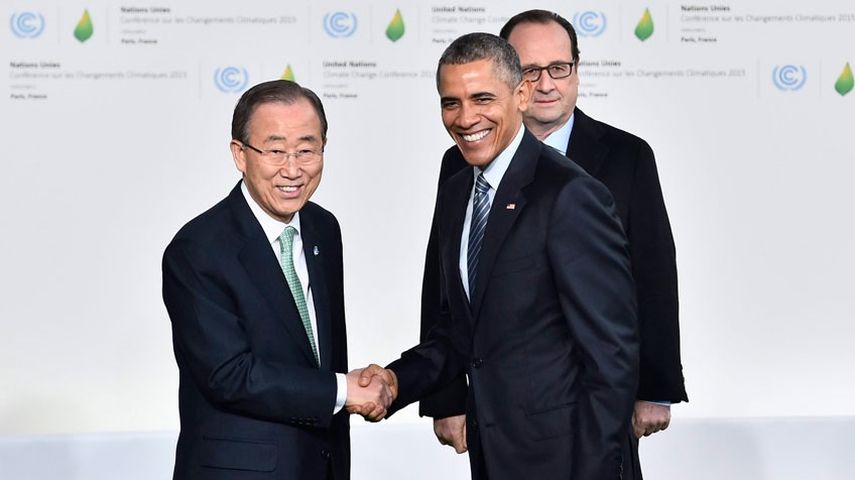 Hollande, Obama y Ban Ki-moon, durante la COP21 en diciembre del 2015.