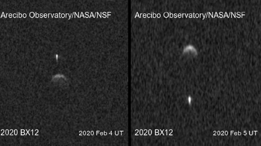 Combinaci&oacute;n fotogr&aacute;fica de febrero de 2020&nbsp;de im&aacute;genes del asteroide 2020 BX12, tomadas desde el observatorio Arecibo.