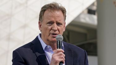 El comisionado de la NFL Roger Goodell durante una rueda de prensa, el 9 de febrero de 2022, en Inglewood, California.&nbsp;