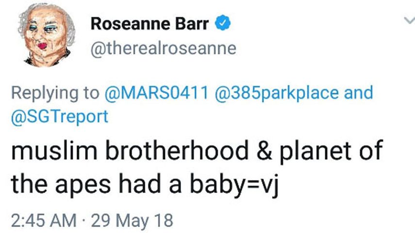 En el tuit la actriz realizó hizo alusión a que la asesora de Obama era una mezcla entre un musulmán y un personaje de El Planeta de los Simios.