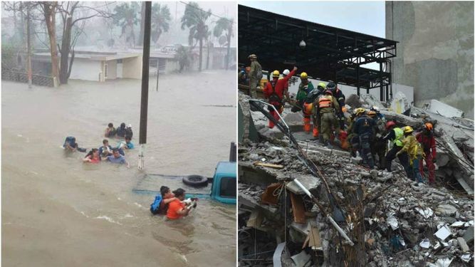 Mientras la tierra temblaba y hacía caer edificios en México, María causaba devastación en el Caribe en su camino hacia Puerto Rico con vientos de 260 kilómetros por hora.