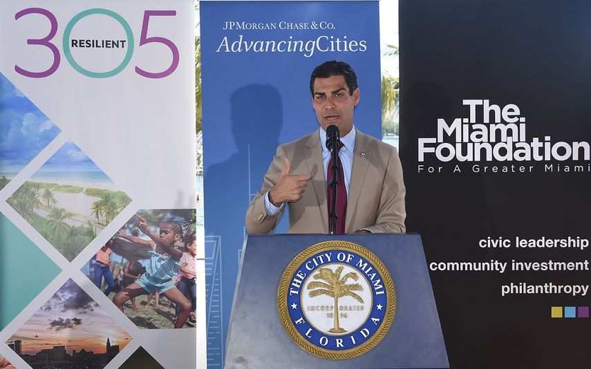 Francis Suárez, alcalde de la ciudad de Miami, durante el lanzamiento del programa AdvancingCities de J.P Morgan Chase