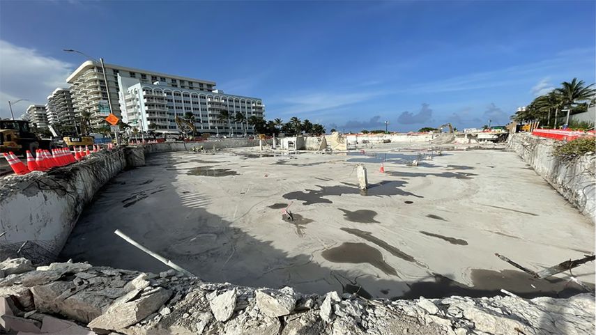 Lote del edificio desplomado en Surfside.