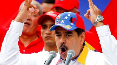 El dictador de Venezuela, Nicolás Maduro, durante un mitín en Caracas.