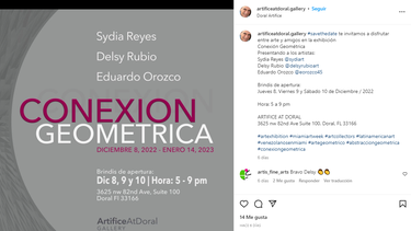 ArtificeAtDoral Gallery invita a disfrutar de la exposición Conexión Geométrica, en donde tres artistas vinculan entre sí sus obras
