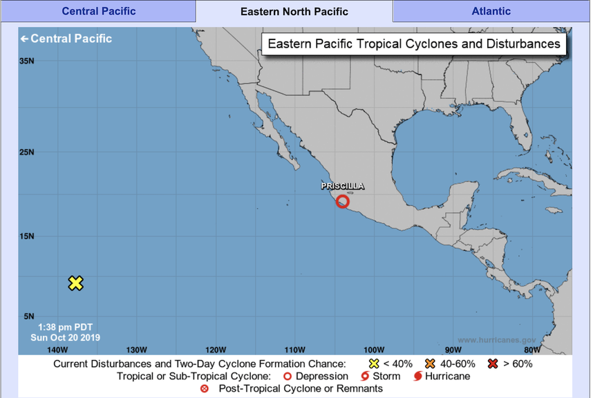 &nbsp;La depresión tropical Priscilla llegó el domingo a la costa suroccidental de México, amenazando con generar fuertes lluvias antes de disiparse.