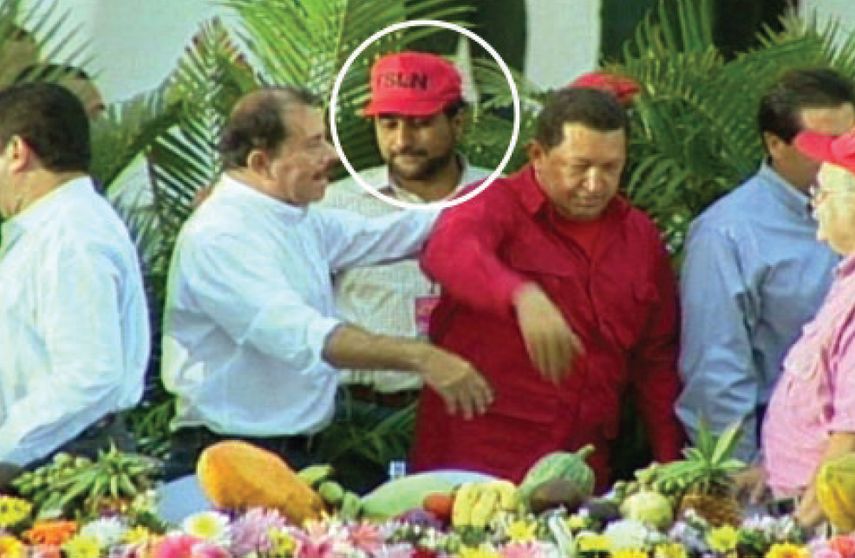 Mohamed Lashtar (en el círculo), asesor de Daniel Ortega acompañaba al gobernante a sus reuniones con mandatarios de otros países.