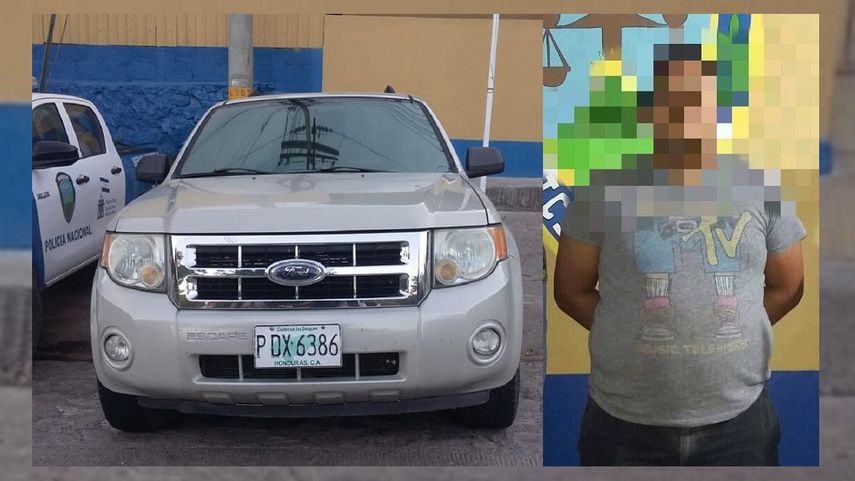 Imágenes del coyote y el auto que utilizaba para transportar a los migrantes cubanos, publicada en la cuenta de Twitter de la Policía de Honduras.