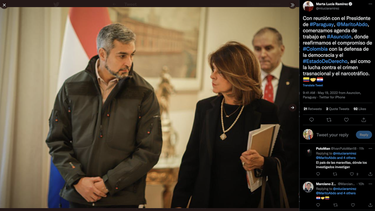El jefe de Estado paraguayo, Mario Abdo Benítez, se reunió con la vicepresidente de Colombia Marta Lucía Ramírez, en Asunción Paraguay este jueves 19 de mayo 2022.&nbsp;