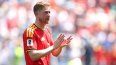 El veterano Kevin De Bruyne, de Bélgica, aplaude luego del empate de su selección ante Egipto en el Mundial, el 15 de junio de 2026.