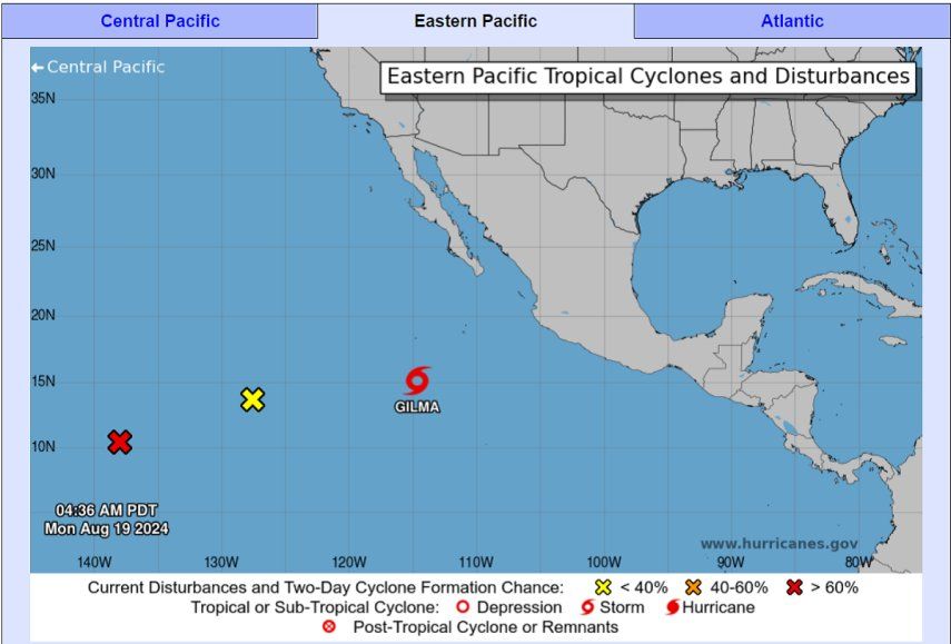 Gilma se fortaleció a categoría de tormenta tropical el domingo, dijo el Centro Nacional de Huracanes en Estados Unidos.