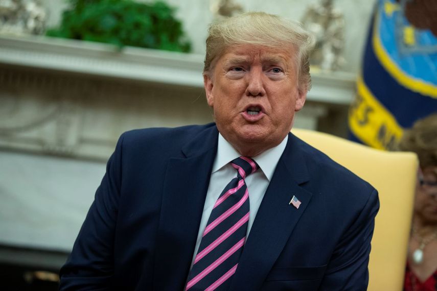 El presidente Donald Trump habla durante una reunión con el presidente paraguayo Mario Abdo Benítez en la Casa Blanca, Washington, viernes 13 de diciembre de 2019. 