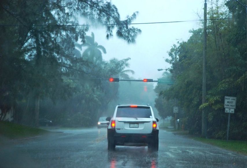 Imagen de archivo de una lluvia en una avenida de Miami.&nbsp;