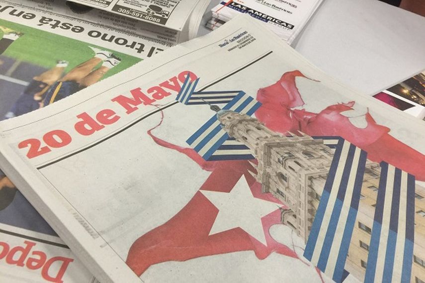 Vista parcial de la portada de la edición especial de DIARIO LAS AMÉRICAS por el 20 de mayo. (JJ BLANCO H)