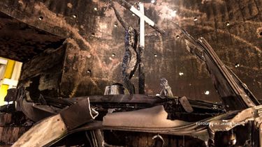 &nbsp;La imagen de la&nbsp;Sangre de Cristo y el Sant&iacute;simo&nbsp;que result&oacute; quemada tras el atentado a la capilla en la Catedral de Managua, Nicaragua.