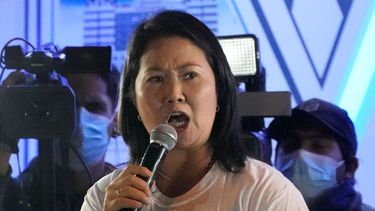 Keiko Fujimori pronuncia un discurso en Lima, Perú.