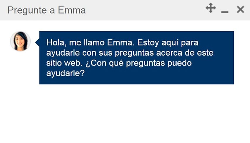 Captura de pantalla que muestra la opción mediante la cual los interesados pueden hacerle las preguntas a la asistente virtual de USCIS. 