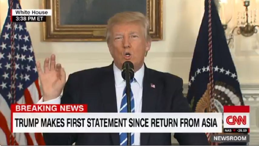 Se trata de la primera intervención pública de&nbsp;Trump&nbsp;tras su gIra asiática y en ella comentó las diferentes paradas de su viaje.