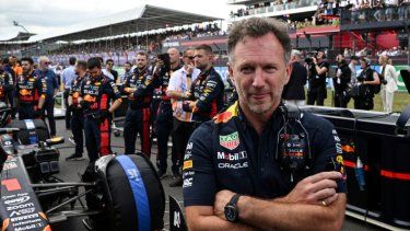 El director del equipo británico Red Bull Racing, Christian Horner, es visto antes del Gran Premio de Gran Bretaña de Fórmula 1 en el circuito de Silverstone, en el centro de Inglaterra, el 9 de julio de 2023.&nbsp;