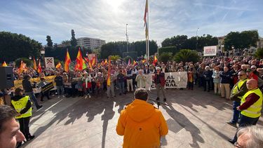 Un momento en la concentración de VOX frente al Ayuntamiento de Murcia.