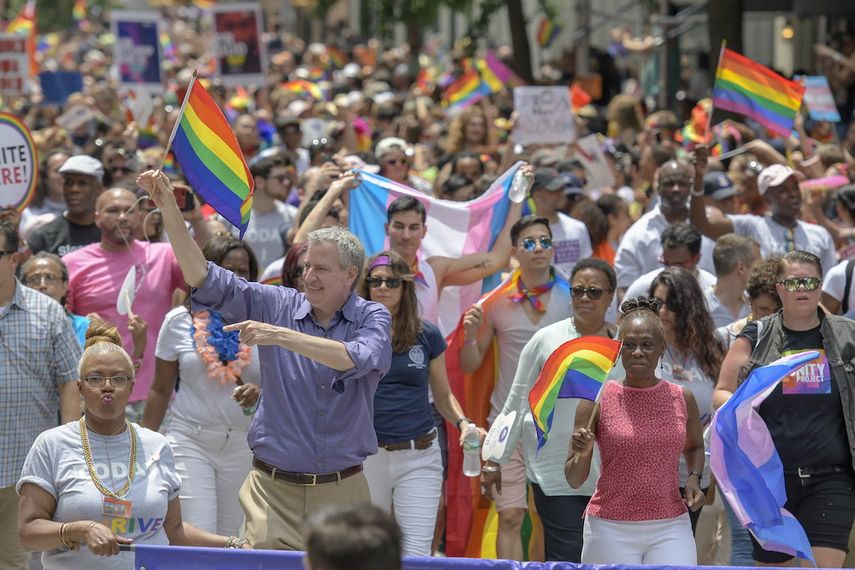 El alcalde mayor de Nueva York Bill de Blasio participó en la marcha.&nbsp;