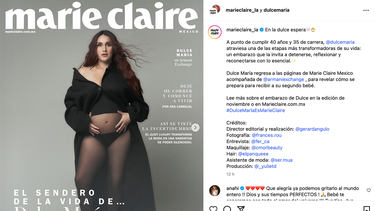 Captura de pantalla de la cantante mexicana Dulce María en la revista Marie Claire