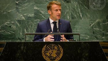 El presidente francés, Emmanuel Macron, habla ante las Naciones Unidas.