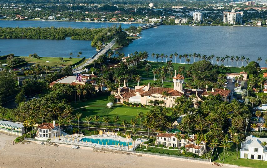 Vista aérea de Mar-a-Lago, la Casa Blanca de invierno de Donald Trump en en condado Palm Beach, Florida.