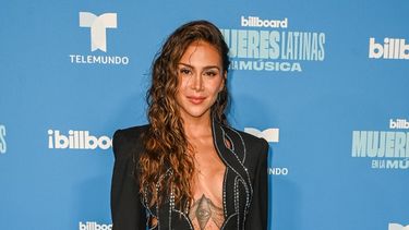 La actriz colombiana Greeicy Rendón llega para el Billboard Mujeres Latinas en la Música en el Centro Watsco en Coral Gables, Florida, el 6 de mayo de 2023.