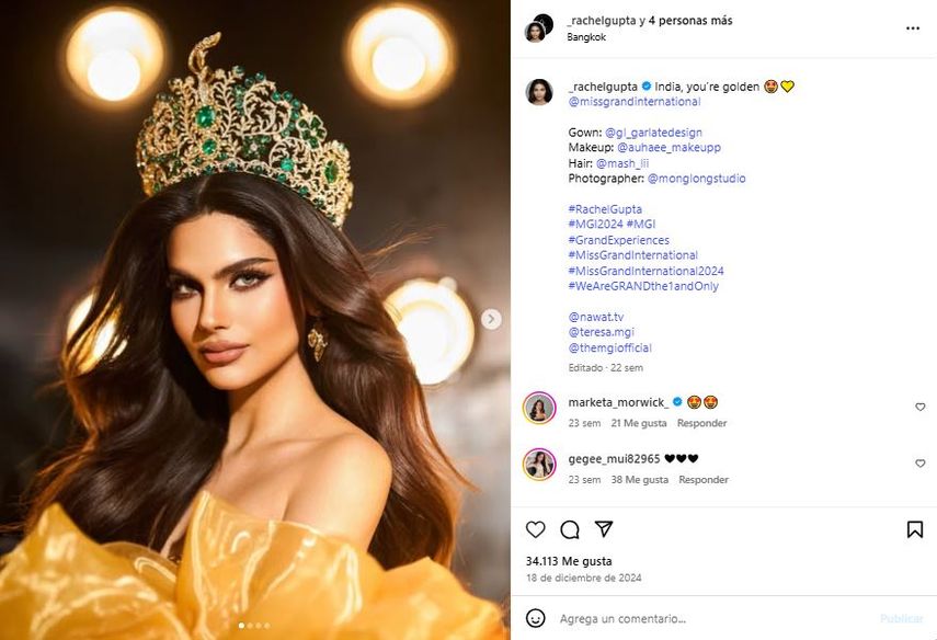 La modelo india Rachel Gupta.