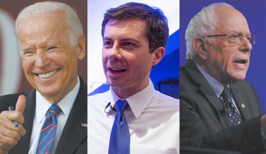 Joe Biden, Pete Buttigieg y Bernie Sanders